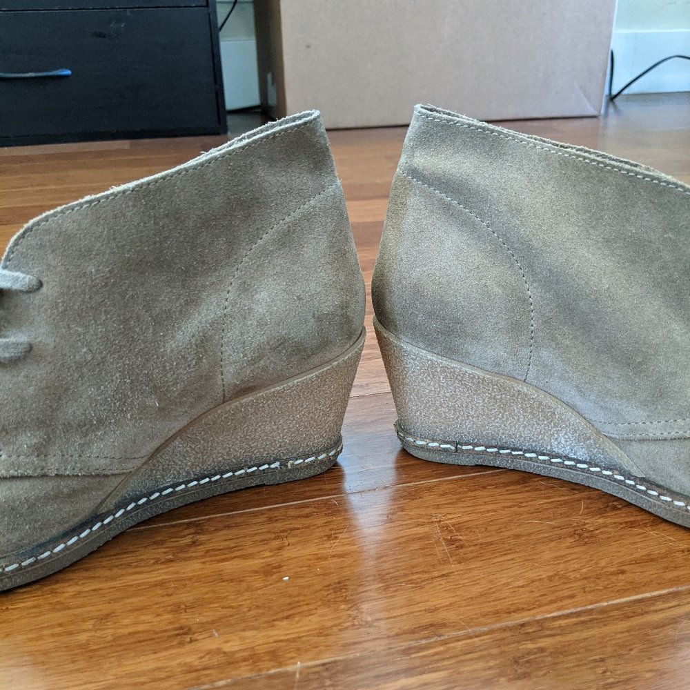 J Crew Suede Bootie Wedges with Gum Soles - Picture 4 of 8